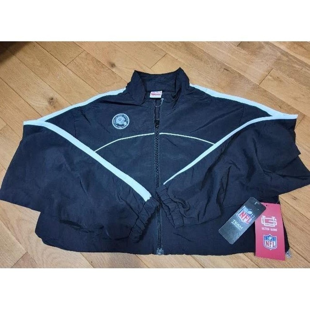 Raiders Womens Track Jacket S Black Ultra Game NFL Full Zip Crop Windbreaker NEW